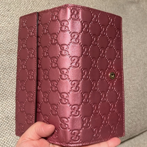 Gucci Guccisima Authentic metallic pink leather wallet - Picture 15 of 15